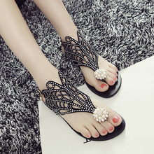 2016 New Flip Flops Sandals Women Summer Rhinestone Flat Shoes Sexy Beach Sandalias Mujer Luxury Slippers Fashion
