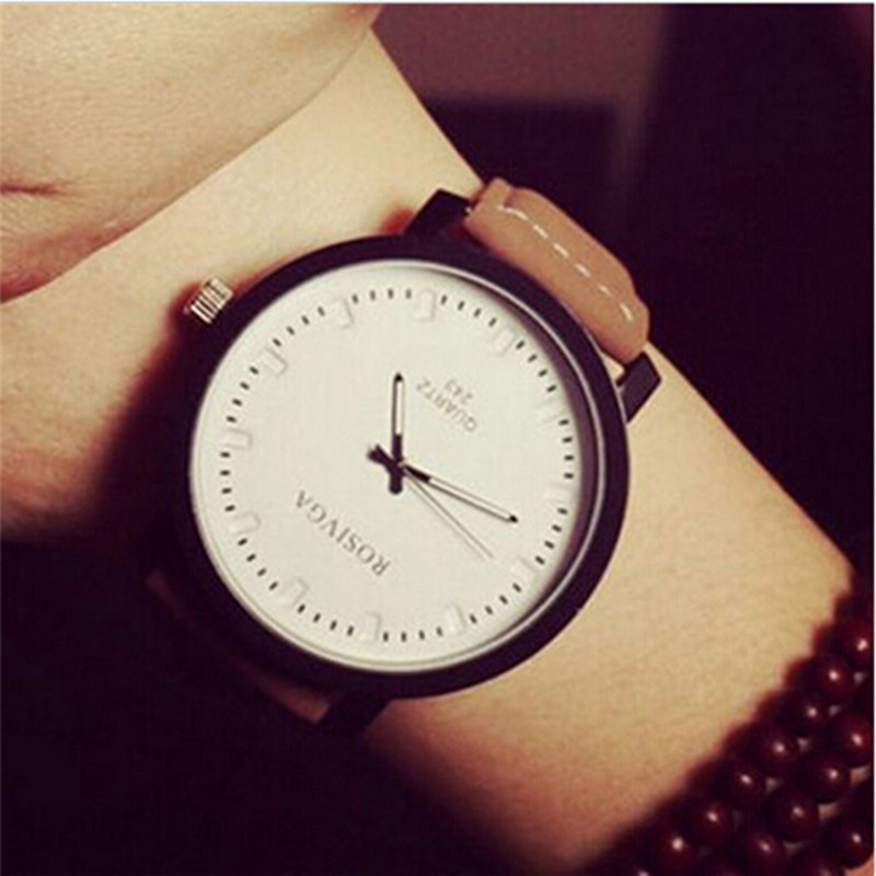 2015 Brand New Watch Fashion Round Steel Case Men women Leather Quartz analog wrist Watch High