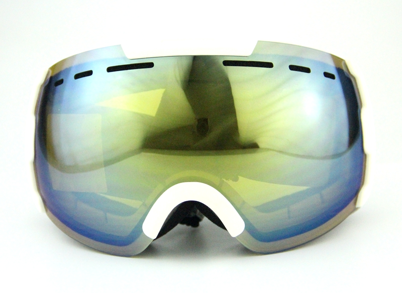 professional ski goggles double lens anti-fog big ski glasses skiing snowboarding men snow goggles white Frame Gold green lens