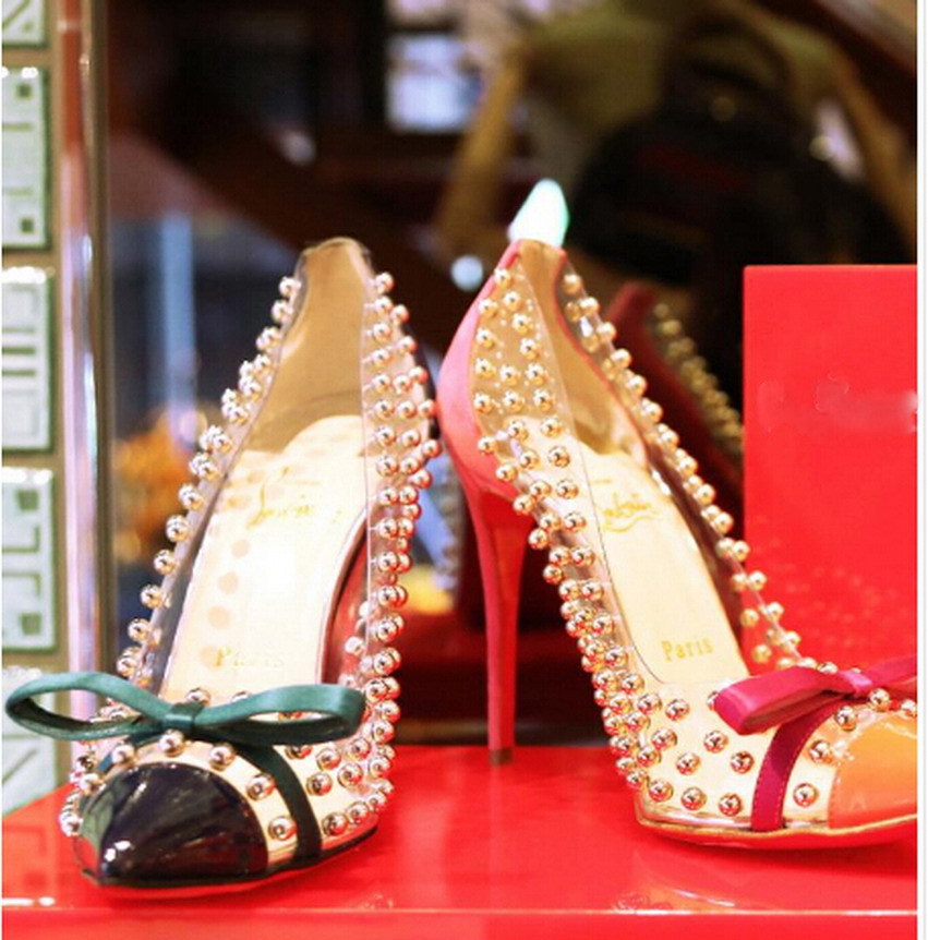 Aliexpress.com : Buy Crystal Rivet Red Bottom High Heels 5 Colors ...