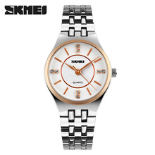SKMEI Quartz Watch Fashion Casual Women Dress Watches Stainless Steel Super Slim Ladies Wristwatch Gold Clock Relojes Mujer 1133
