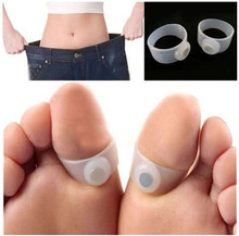 Free shipping.2 Pairs Slimming Silicone Foot Massage Magnetic Toe Ring Fat Weight Loss Health