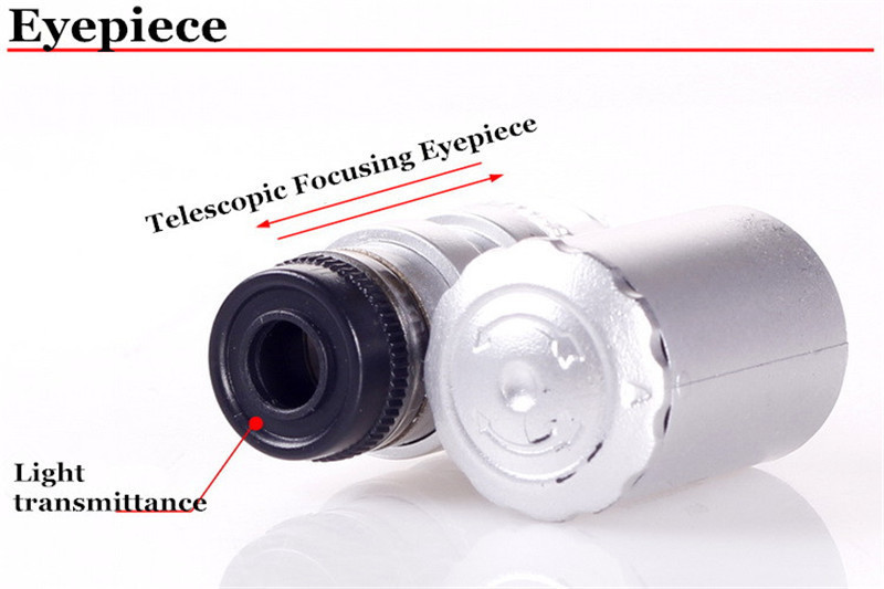 2015 High Quality Portable 60X Magnifying Magnifier Microscope Jeweler Eye Jewelry Loupe Loop Led Light Len