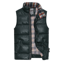 2015 Winter Thick Vest Mens Turtleneck Down Vest Waistcoat Slim Zipper Solid Jackets Casual Outerwear Cotton