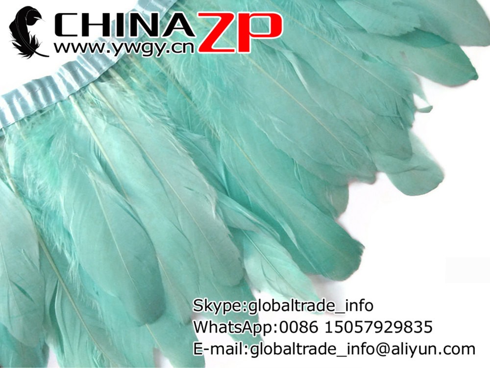 Feather Trim, 1 Yard - TIFFANY BLUE Goose Nagoire and Satinettes Feather Trim 2118 2