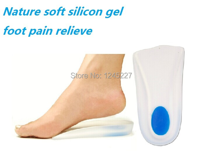 3/4 Silicon gel insole old  heel pain Plantar Fasciitis  arch support soft comfort foot care double colour absorb pressure