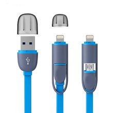 Newest Colorful Micro USB Cable 2 in 1 Sync Data Charging USB Cable for iPhone 5 5s 6 plus Charger Cable For Samsung Android