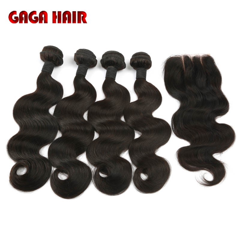 4Pcs Peruvian Virgin Hair Body Wave Hair Extension With 3 Way Part Lace Closure Bleached Knots Brazilian Human Hair Weave 5pcs (3)