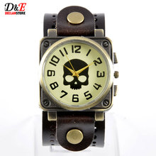 2015 nueva moda Vintage cuero pulsera pulsera de cuarzo hombres niños número de marcación Lovers ‘ 4 colores