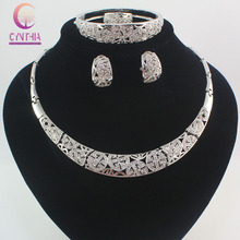 Pattern Dubai 18Okay White Gold Plated Full Rhinestone Jewelry Models Fashionable Nigerian Bridal ceremony African Beads Event Reward Set