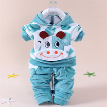 1 Sets retail 2015 Spring Autumn baby set cartoon rabbit velvet set twinset long sleeve set