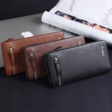 Baellerry Brand New Men Wallet Fashion Black Mens Long Wallet Leather Genuine Zipper Coin Purse Wallet