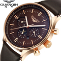 Top Brand Luxury GUANQIN Fashion Quartz Watches Men Big Dial Waterproof Leather Strap Men Watch Relogios
