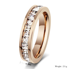 2015 anillos women fashion stainless steel diamond wedding ring plating gold glitter drill engagement rings for women L010