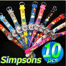 Free Shipping Wholesale Cute Simpsons Cartoon Watch,3D Cartoon Quartz Watch 10pcs/lot