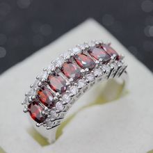Sterling Silver Sapphire CZ Diamond Ruby Jewelry Wedding Rings for Women Anel Feminino Joyas de Plata