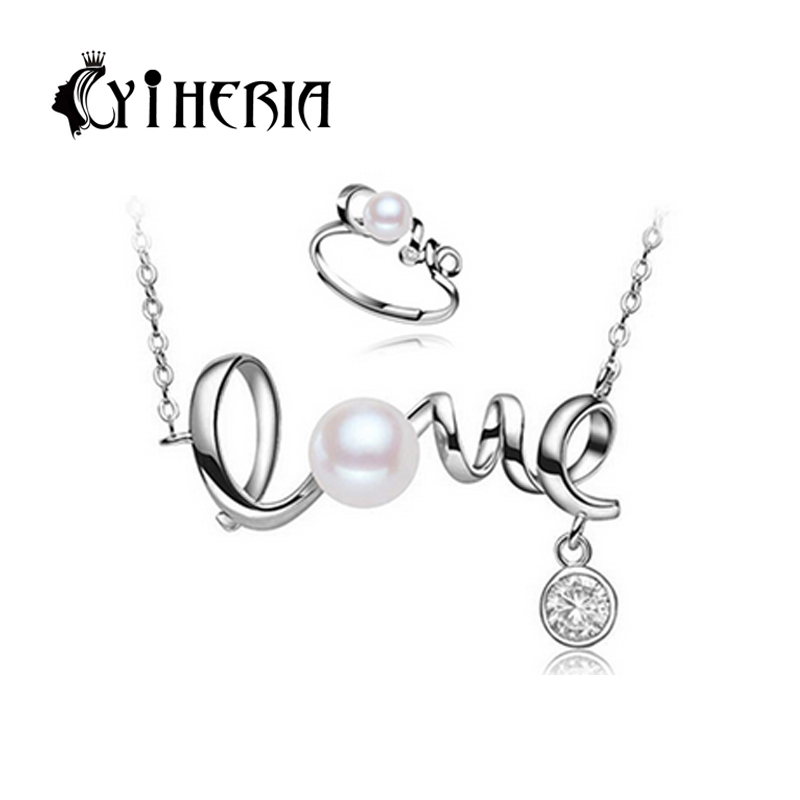 CYTHERIA Nice Freshwater Pearl Jewelry Sets 925 Sterling Silver pendant Necklace,Pearl  ring,Wedding Jewelry Sets