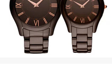 Hombres AR1444 mujeres AR1445 de cerámica delgado Brown parejas Dial reloj