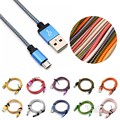 1m 2m 3m Long Aluminum Braided Micro USB Sync Charger Cable Charging Cord For Samsung Galaxy