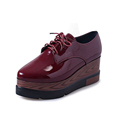 Europe Fashion In The Autumn Of 2016 New Platform Women Shoes Oxfords Heels Shoes Lace Deep