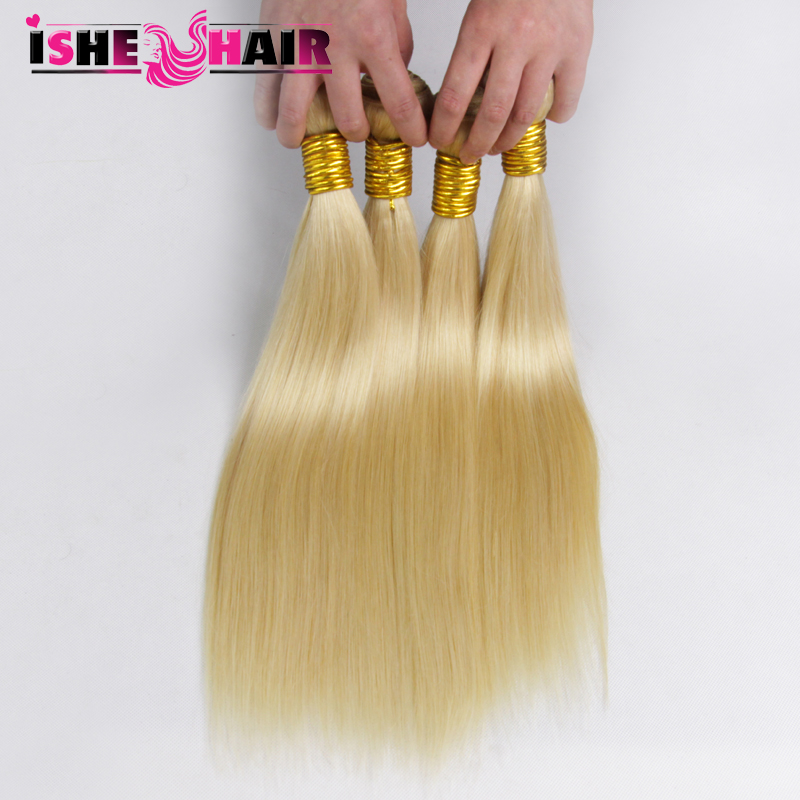 Brazilian Virgin Hair 4 Bundles 100g Blonde Hair Bundles Straight Human Hair Weft Blonde Brazilian Straight Hair Weave