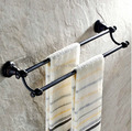 Oil Rubbed Bronze Creative Artistic Bathroom Double Towel Bar Wall Mounted Copper Towel Rod Towel Shelf