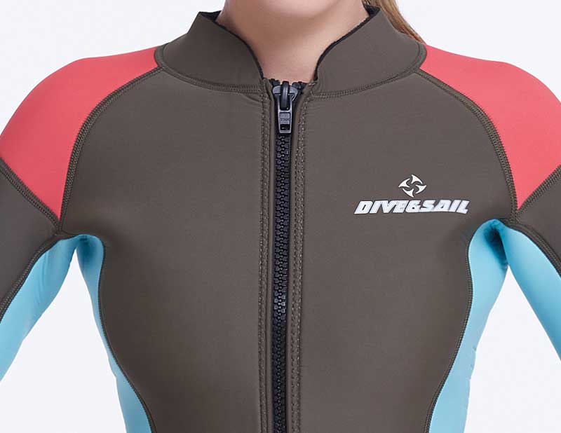 2mm Neoprene Women's Wetsuit Jacket Front Zip Long Sleev Full Zip Jacket Top Cool Ladies