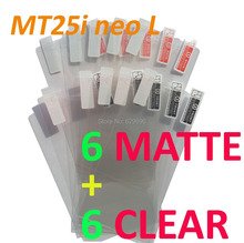 12PCS Total 6PCS Ultra CLEAR + 6PCS Matte Screen protection film Anti-Glare Screen Protector For SONY MT25i Xperia neo L