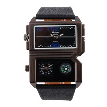 2015 New Design Oulm 3561 Men Military Sport Watch Dual MOvement Outdoor Army Wristwatch Compass Display