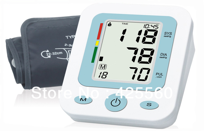 Free ship Automatic Digital Upper Arm Electronic Blood Pressure Monitor Heart Beat Meter Sphygmomanometer Prevent Hypertension