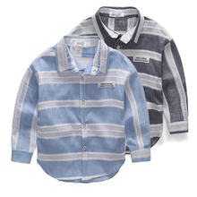 Baby stripe shirt Boys turn-down collar long-sleeve shirts 2016 spring autumn male children’s clothing 2-6 Y free shipping