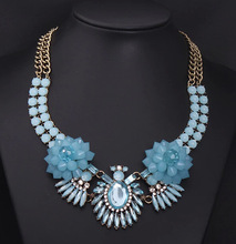 Brand Jewelry Sparkling Party Jewlery Double Chian Resin Bib Necklace Statement Necklace cxt901459