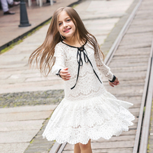 Girls Dresses Lace 2016 Spring Children’s Clothes Kids Dresses Long Sleeved Princess Style Holiday Party Wedding