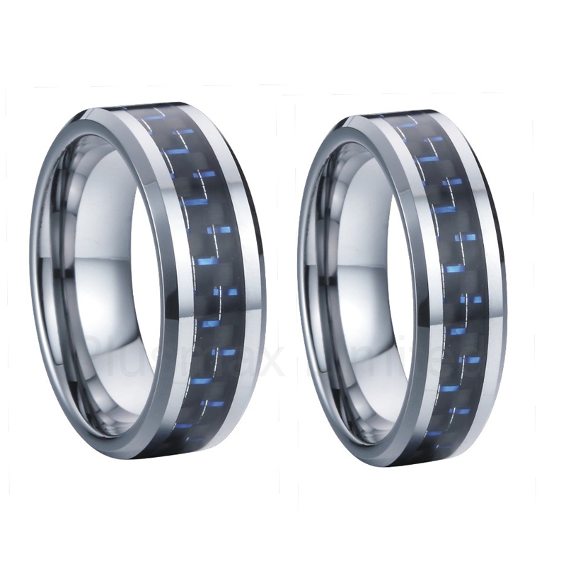 lifetime warranty 8mm 6mm blue carbon fiber tungsten carbide rings jewelry wedding bands promise - Tungsten Wedding Ring Sets lifetime warranty 8mm 6mm blue carbon fiber tungsten carbide rings jewelry wedding bands promise - Tungsten Wedding Ring Sets