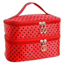 New Fashion Double deck Travel Toiletry Beauty Cosmetic Bag Makeup Case Organizer Zipper Holder Handbag HB88