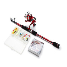 2.1M Carbon Telescopic Fishing Rod poles 11BB Spinning Reel 100M Fishing Line with 1 Box of Fishing Lures Bait tackle accessory