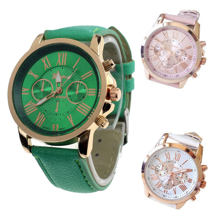 Rosonse New Women s Fashion Faux Leather Roman NumeralsAnalog Quartz Wrist Watch Freeshipping Wholesale