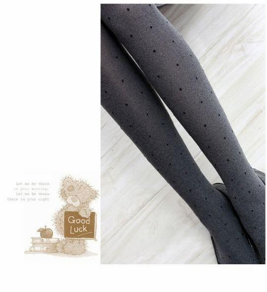 Women Autumn Winter Warm Stockings Girls Velvet Dot Pattern Pantyhose New Fashion Kawaii Tights Free Shipping_3