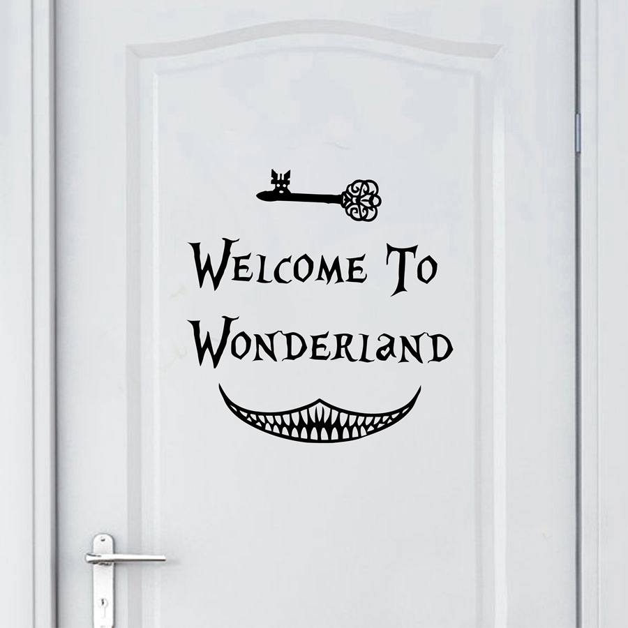 Kids Room Doorbell Promotion For Promotional Alice In Wonderland Wall Sticker Art Decor Wele To Decals Kids Room Door Decoration