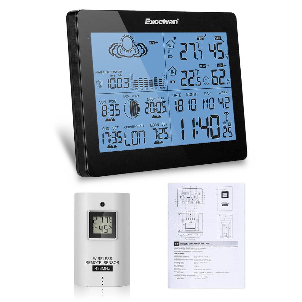 EXCELVAN Professional Wireless Weather Station with Forecast