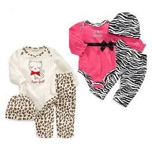 2014 hot sale new fashion baby boy or girls leopard romper pants hat kids clothing set