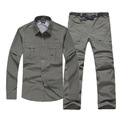 Men s Outdoor Quick Dry Shirt Pants Suit Removable Hiking Camping Fishing Clothes