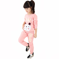 2016 Baby Kids Bear Patchwork Sport Clothes Sets Autumn Winter School Uniform For Girls Pink Long