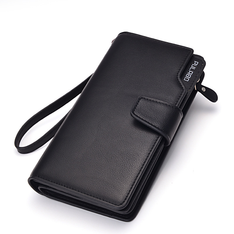 Hot New fashion design black genuine leather men wallets long zipper brown purse women clutch carteira