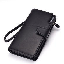 2015 New fashion Design brand business genuine leather men wallets long zip clutch purse card holder carteira masculina couro