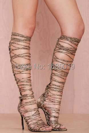 New fashion hot brand high heel sandals sexy snakeskin lace-up shoes L006