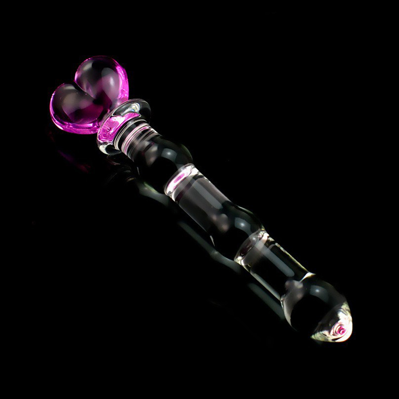 Розовое в форме сердца стеклянный Dildo для женщин кристалл Masturbator для женщин для вагинальный и стимуляция