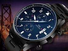 Tssmen de la correa de cuero ocasional de cuarzo de acero inoxidable reloj de moda a prueba de agua relojes luminosos