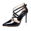 Fashion Pointed Toe Double Ankle Buckle Bandage Women s Shoes High Heels Gladiator Pumps Women Prom