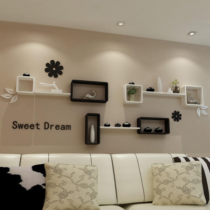 IKEA living room TV backdrop decorative wall mount rack